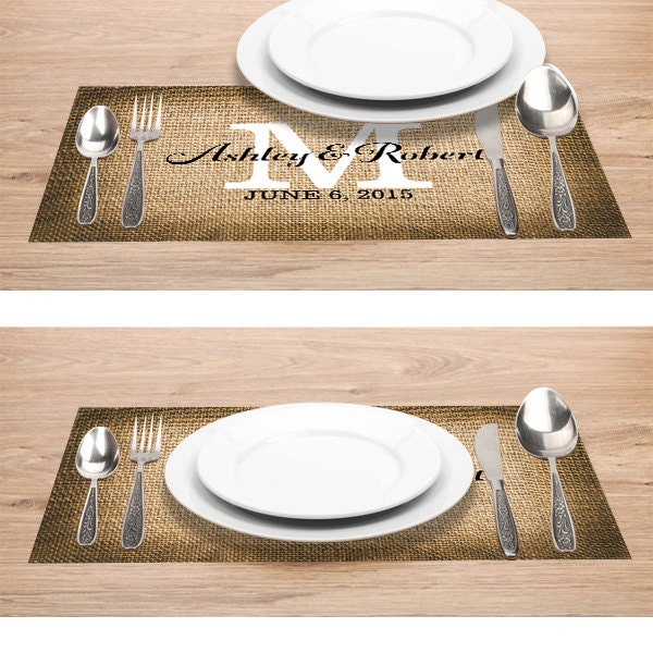 Rustic Wedding Paper Placemats Printed Burlap Paper Etsy