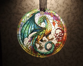 Dragon Ornament, Green Dragon Ornament, Acrylic Ornament, Gothic Style