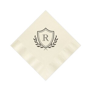 Monogram Cocktail Napkins, Foil Pressed Monogram Beverage Napkins, 3 Ply Cocktail Napkin Paper