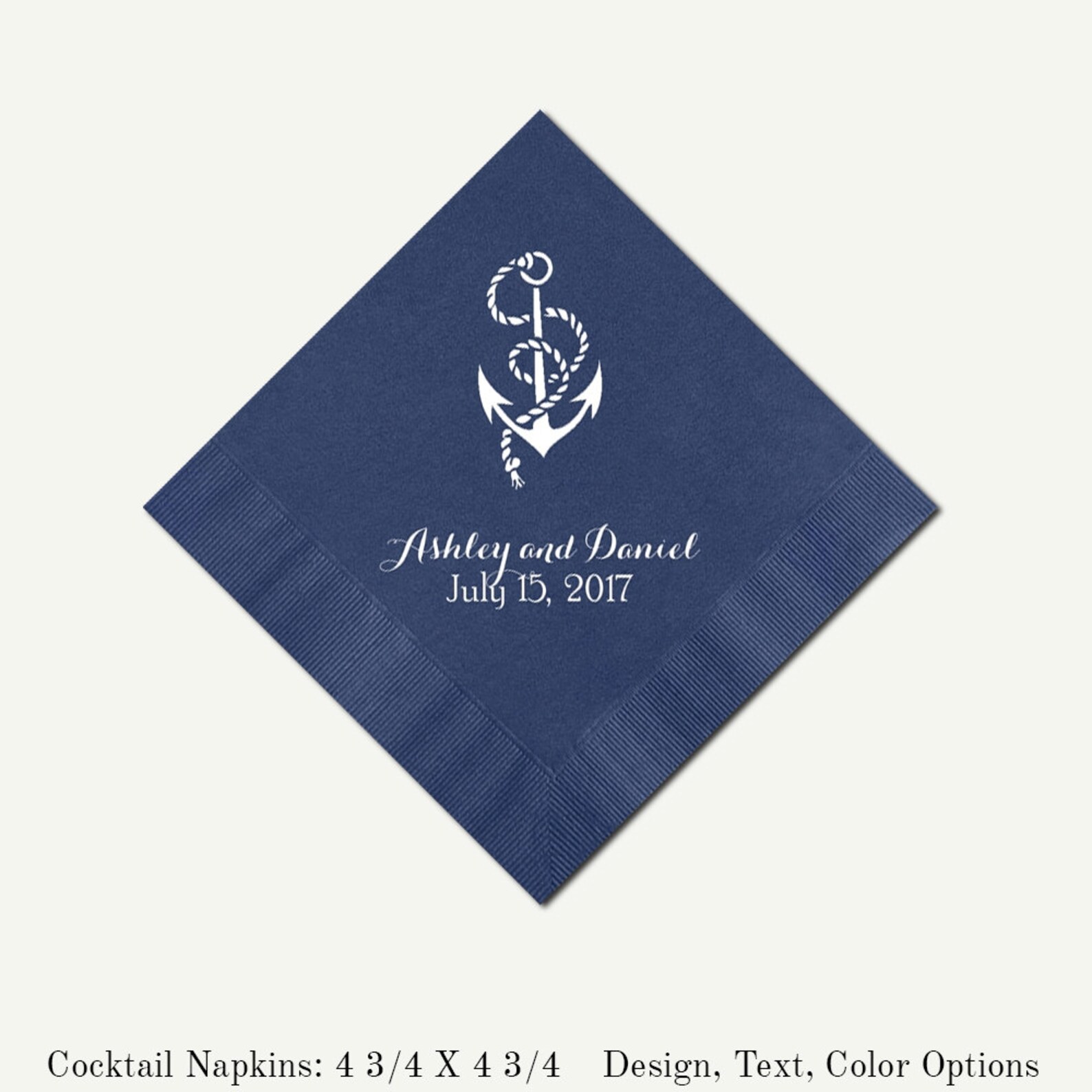 Navy Blue Cocktail Napkins Nautical Theme Personalized 3 Ply Etsy
