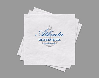 Logo Beverage Napkins, Custom White Cocktail Napkins, 3 Ply Napkins, Full Color Logo Napkins