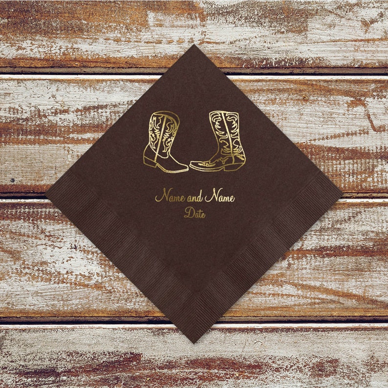 Country Wedding Cocktail Napkins Rustic Country Cowboy Boots Etsy