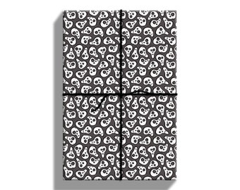 Skulls Halloween Wrapping Paper, Funny Skulls Halloween Gift Wrap Sheets, 20 by 29 Inches, 5 Sheets, Pattern Size Options Available