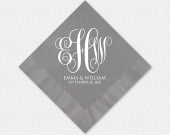 Personalized Monogram Napkins, Three Letter Monograms, Wedding Napkins, Event Napkins, Personalized Cocktail Napkins