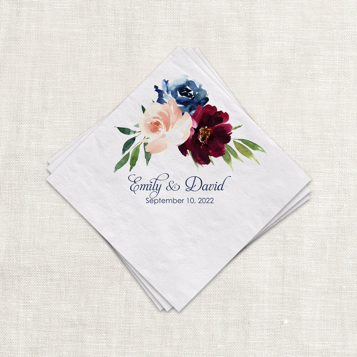 Floral Beverage Napkins Cocktail Napkins Personalized Paper Etsy