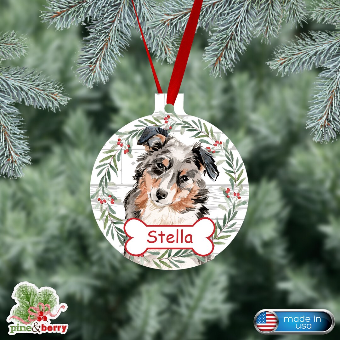 Aussie Personalized Christmas Tree Ornament, Australian Shepherd — free download