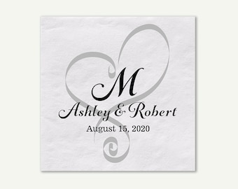Personalized Wedding Napkins, Monogram Cocktail Napkins For The Bar, Appetizer And Dessert Tables At Your Wedding Reception