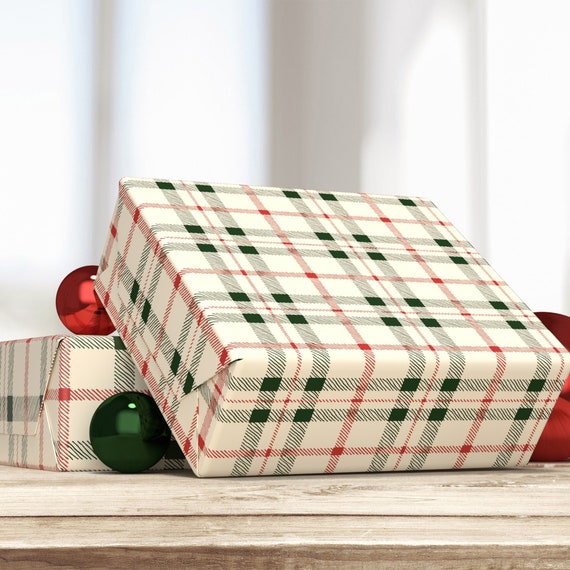 Christmas Simple Plaid Gift Wrap Wrapping Paper