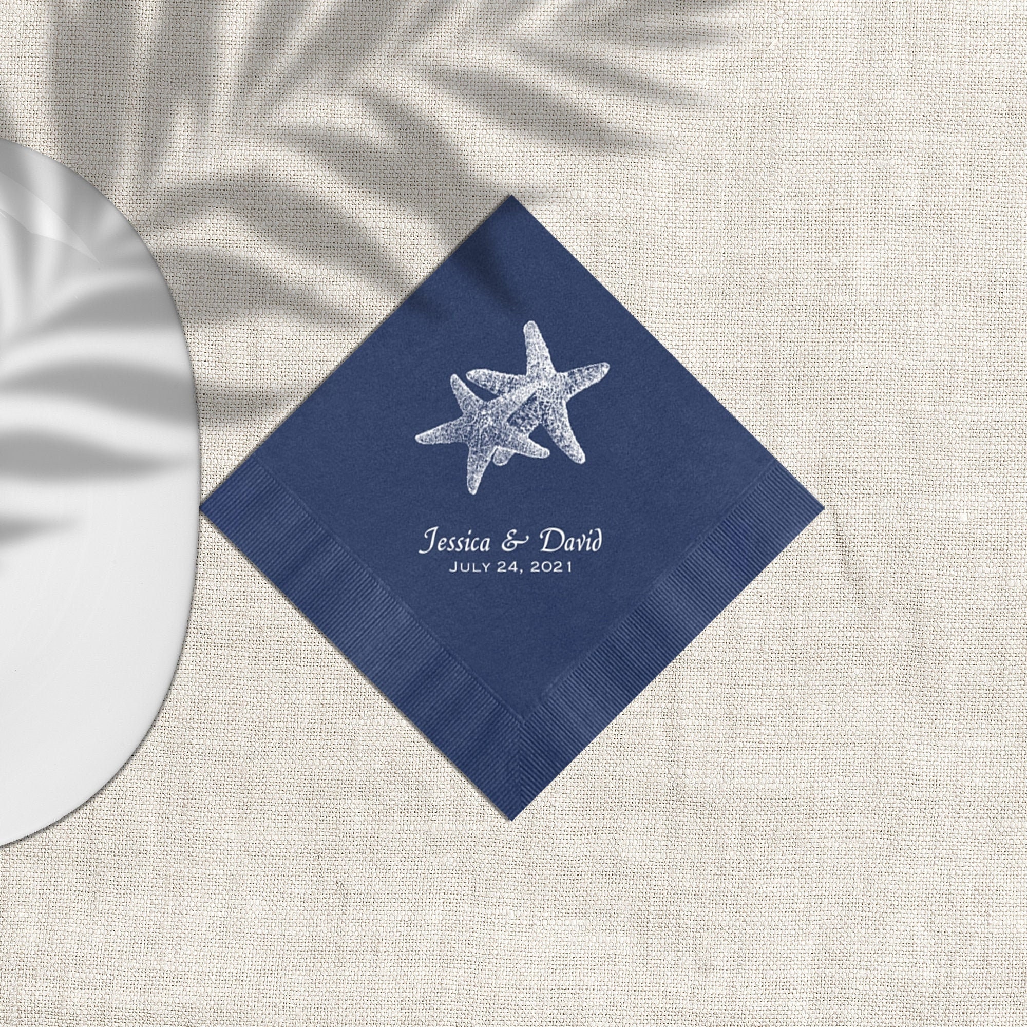 Personalized Navy Blue Cocktail Napkins - Custom Text, 3-Ply Party Napkins For Weddings, Anniversaries, Celebrations