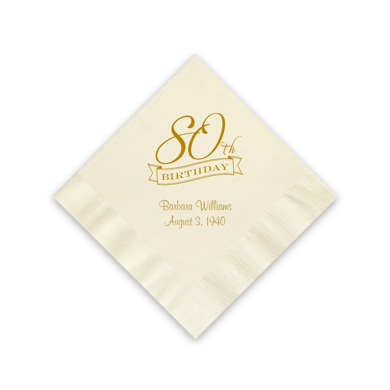 80th Birthday Party Napkins Personalized Cocktail Napkins Etsy