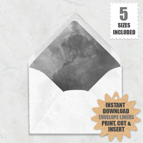 grey watercolor envelope liners gray envelope liners 5 sizes etsy envelope insert