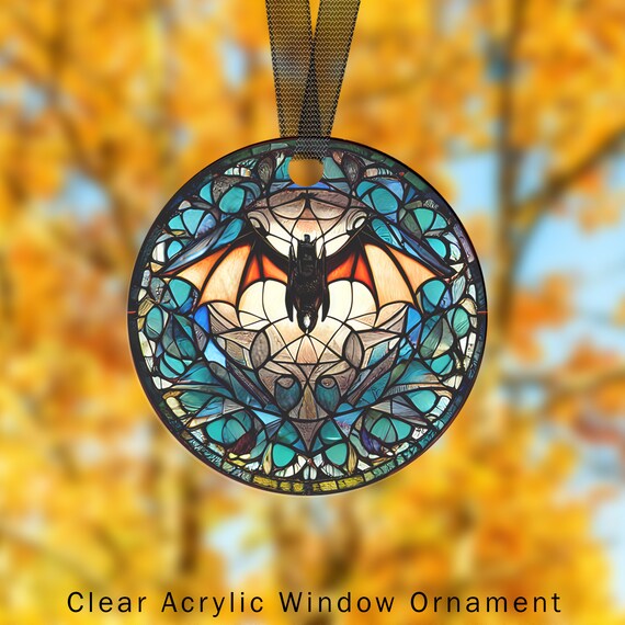 Bat Ornament, Halloween Bat Ornament, Clear Acrylic Ornament, Gothic Style