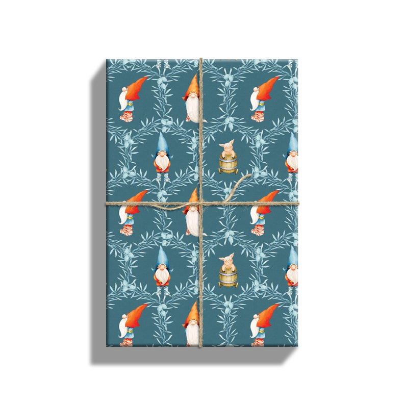 Christmas Wrapping Paper Gnomes Gift Wrap Sheets 20 by 28 Etsy