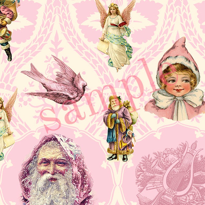 Victorian Pink Vintage Christmas Custom Gift Wrap In Two Sizes Great For A Pink Christmas Theme Pink Christmas Wrapping Paper Roll