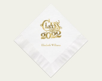 Graduation Party Napkins, 2022 Grad Party Beverage Napkins Or Luncheon Napkins, Personalized Napkins