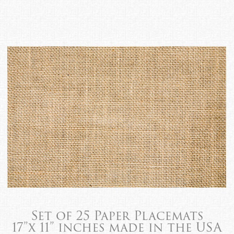 Burlap Paper Placemats Rustic Burlap Paper Placemats Book of 25 17 x 11 inches Tear-Off Pad/Card Stock Paper image 2