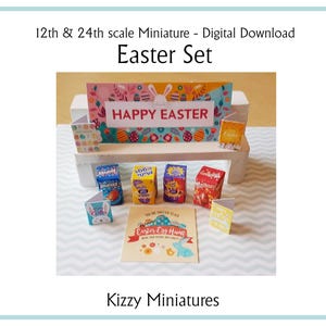 12th and 24th Scale Easter Eggs & Decorations Set dollshouse miniature Digital Download, Printable