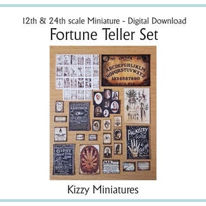 12. und 24.Skala Wahrsagerin Set Puppenhaus Miniatur Digital Download, Printable gruselige Hexe-Zauberer