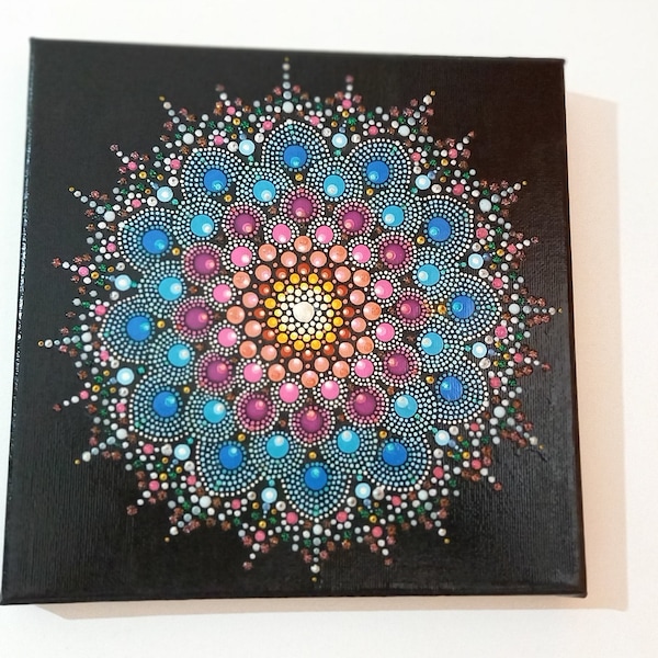 Mandala dot art on canvas, mandala painting, mandala wall decor, mandala wall hanging, mandala wall art painting, handmade home wall decor