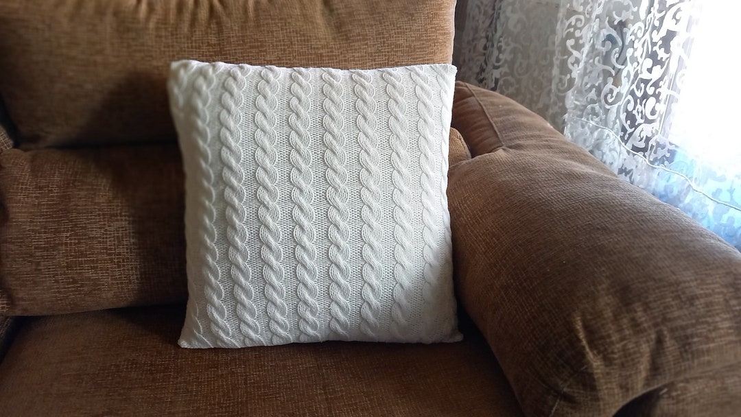 Knitted Pillow Cover, Throw Pillow Case in Many Colors, 16x16, Knit