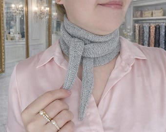 Small wool alpaca sophie scarf, Knitted tweed scarf, Warm neck Merino Wool Handknit Small Scarf, Small Skinny Neckerchief