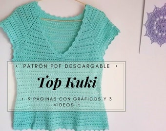 Top Kuki crochet pattern, digital Pdf tutorial in Spanish