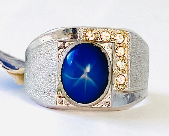 Vintage 18 KT HGE Gold Plated Blue Simulated Sapph