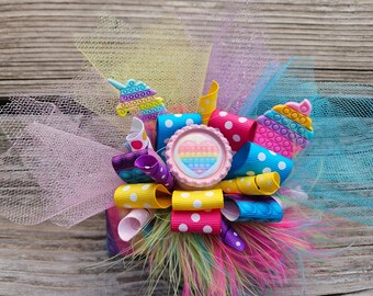 Pop it over the top bow, Fidget bow, Pop it Party, Pop it Birthday bow, Pageant bow, Extra Large bow