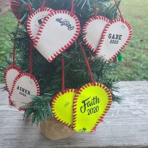Real Baseball or Softball Ornaments, Personalized gift, Customized Ornament, Graduation gift, Coach gift, Sports wall Decor, Ornaments
