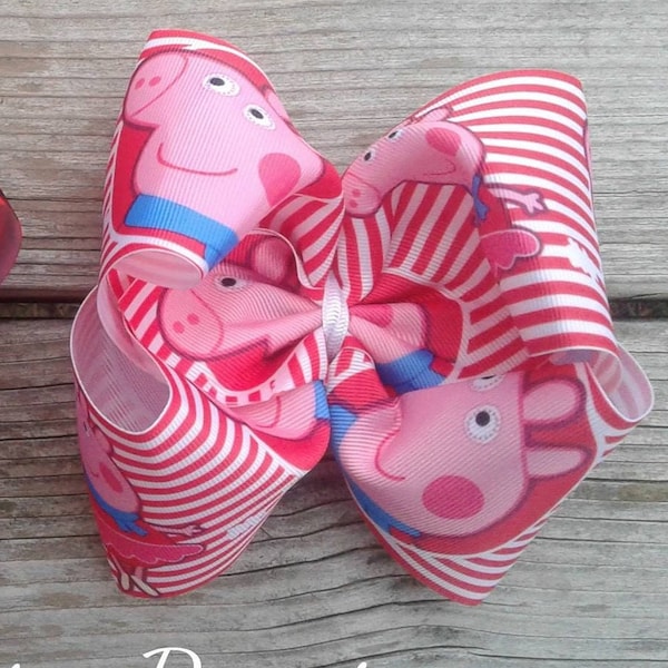 Peppa Pig over the top bow, Peppa birthday party, Pig birthday, Peppa Pig gift idea, Jojo hair bow, Extra Large bow, Peppa pig Party,