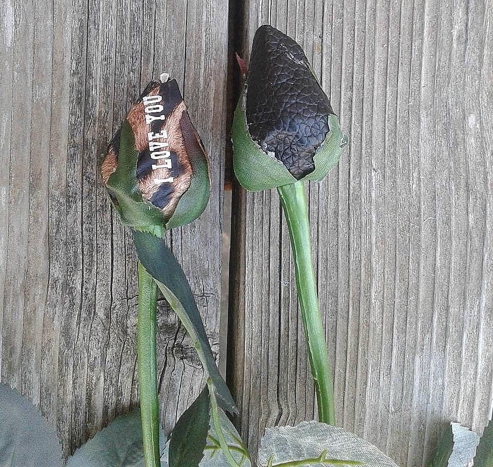 Custom Black Faux Leather Rose, Gothic Birthday Decor, Cheetah print