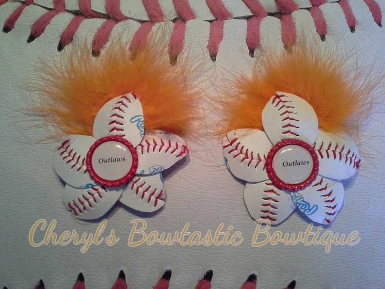 Baseball/softball Flower Clips for Flip Flops Baseball Flower Etsy