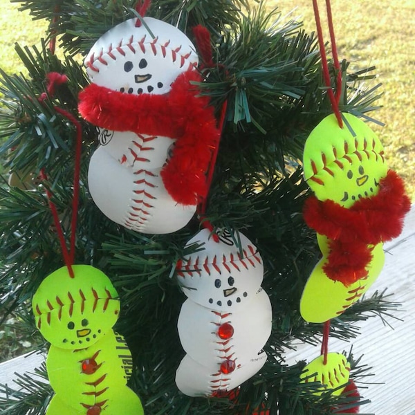 Baseball Snowman Ornament, Sports Christmas Decor, Coach Gift