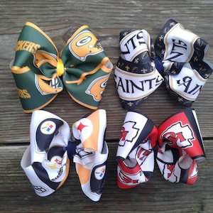 Football bow, New Orleans Saints, Green Bay Packers, Kansas City Chiefs, Pittsburgh Steelers, JoJo bow, Extra Large Bow, Boutique bow