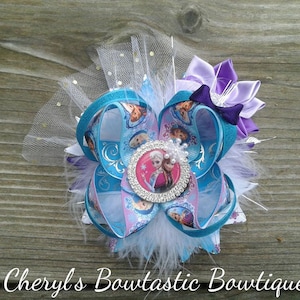 Frozen Stacked bow, Elsa Boutique bow, Elsa and Anna bow, Frozen stacked boutique bow, Frozen 2 hair bow, Frozen Birthday, Princess bow