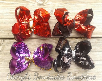 Jojo Siwa 8" Large Mermaid Bows Hair Clip Set - 4 Pieces, New With Tags (NWT), Satin
