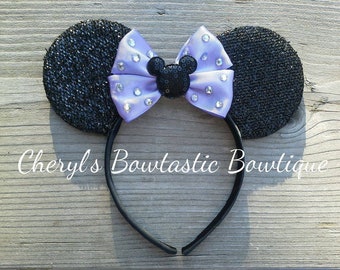 Mouse Ear headband, Minnie Mouse ears, Minnie Birthday, Mickey headband, Mouse ears hard headband, Mouse headband, Fiesta Minnie bow