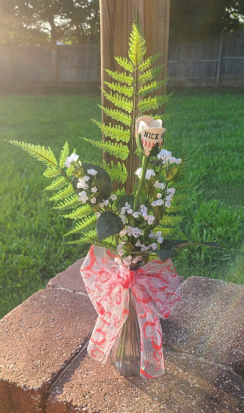 Baseball/softball Rose Vase/wrapped Sports Arrangement Etsy
