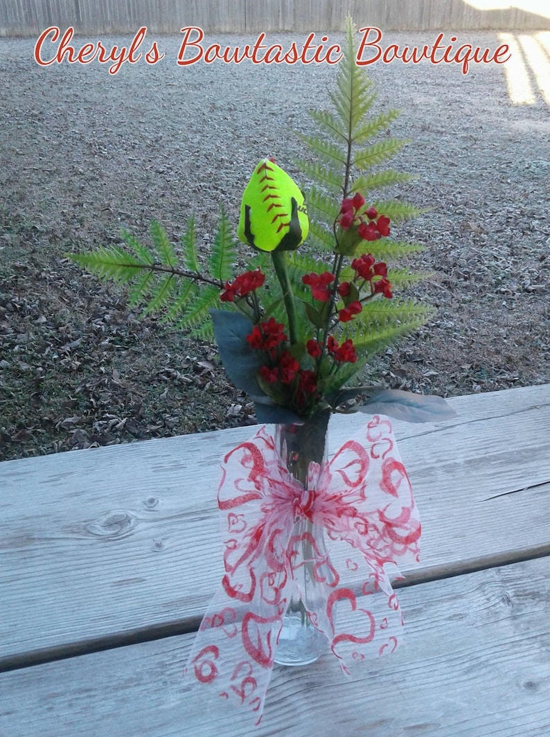 Baseball/softball Rose Vase/wrapped Sports Arrangement Etsy