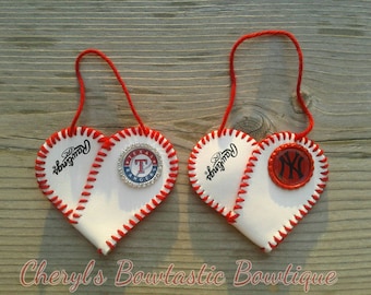 Custom Baseball Heart Ornament, Cardinals, Yankees, Sports Gift