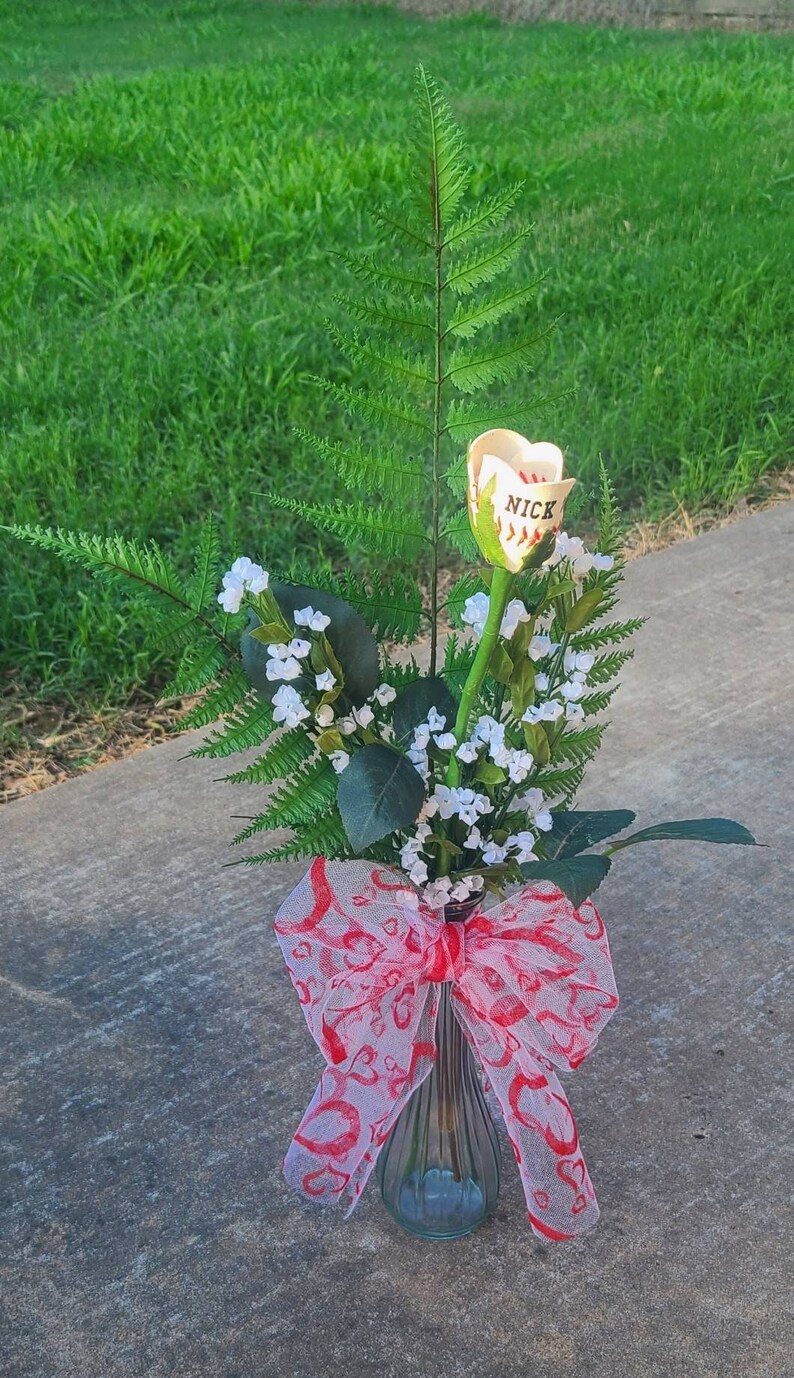 Baseball/softball Rose Vase/wrapped Sports Arrangement Etsy