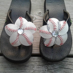 Baseball/Softball Flower clips for Flip flops, Baseball flower shoe clip, Baseball Shoes, Baseball Wedding, Flower hat clip,