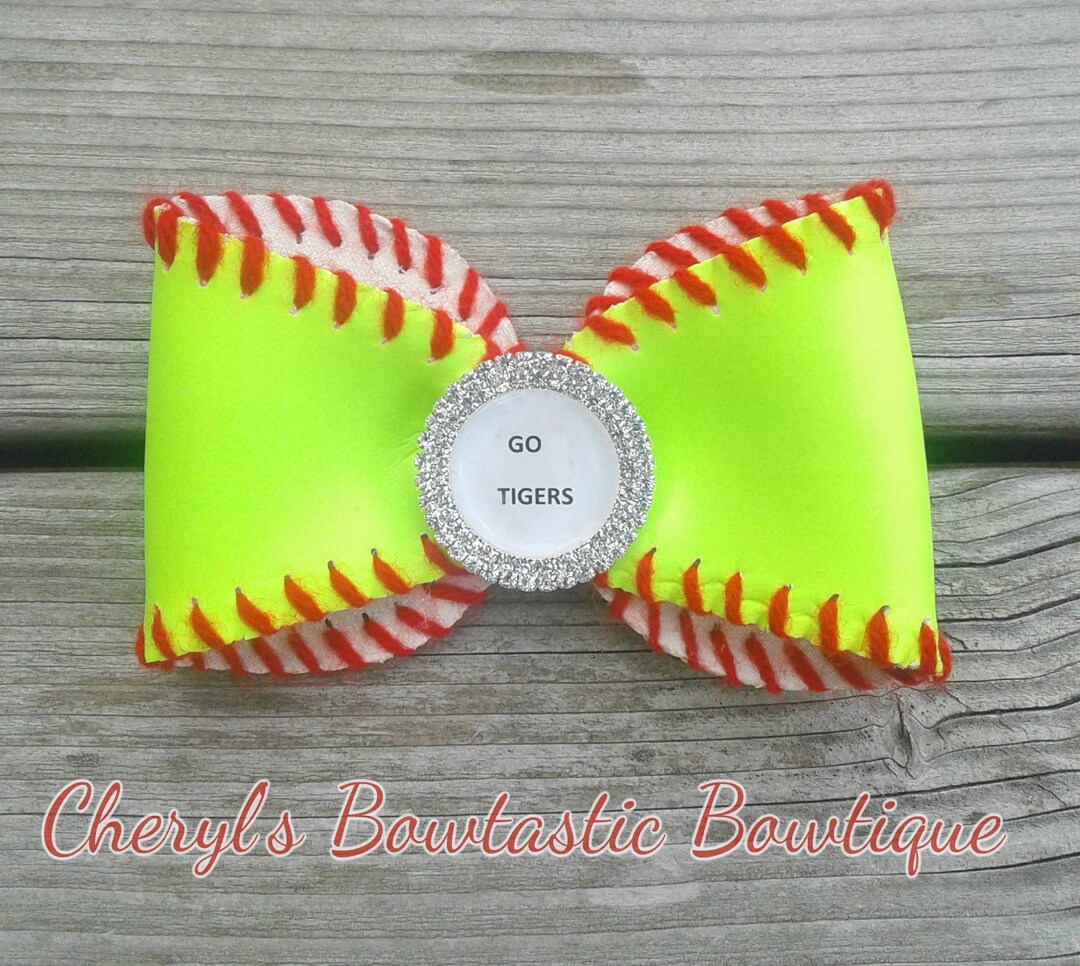 Softball Skin Hair Bow Real Softball Hair Bow Custom Etsy