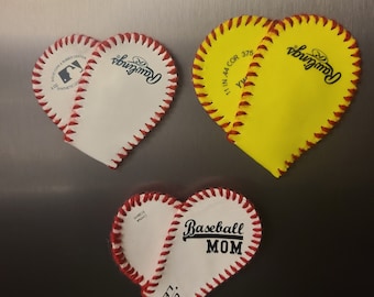 Customized Baseball Softball Magnet, Baseball Mom, Personalized magnet, Heart magnet, Locker decor, Refrigerator magnet, Coach gift idea