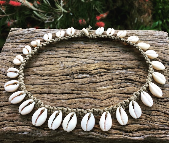 Handmade Hemp Macrame Shell Necklace With Cowrie Shells | Etsy
