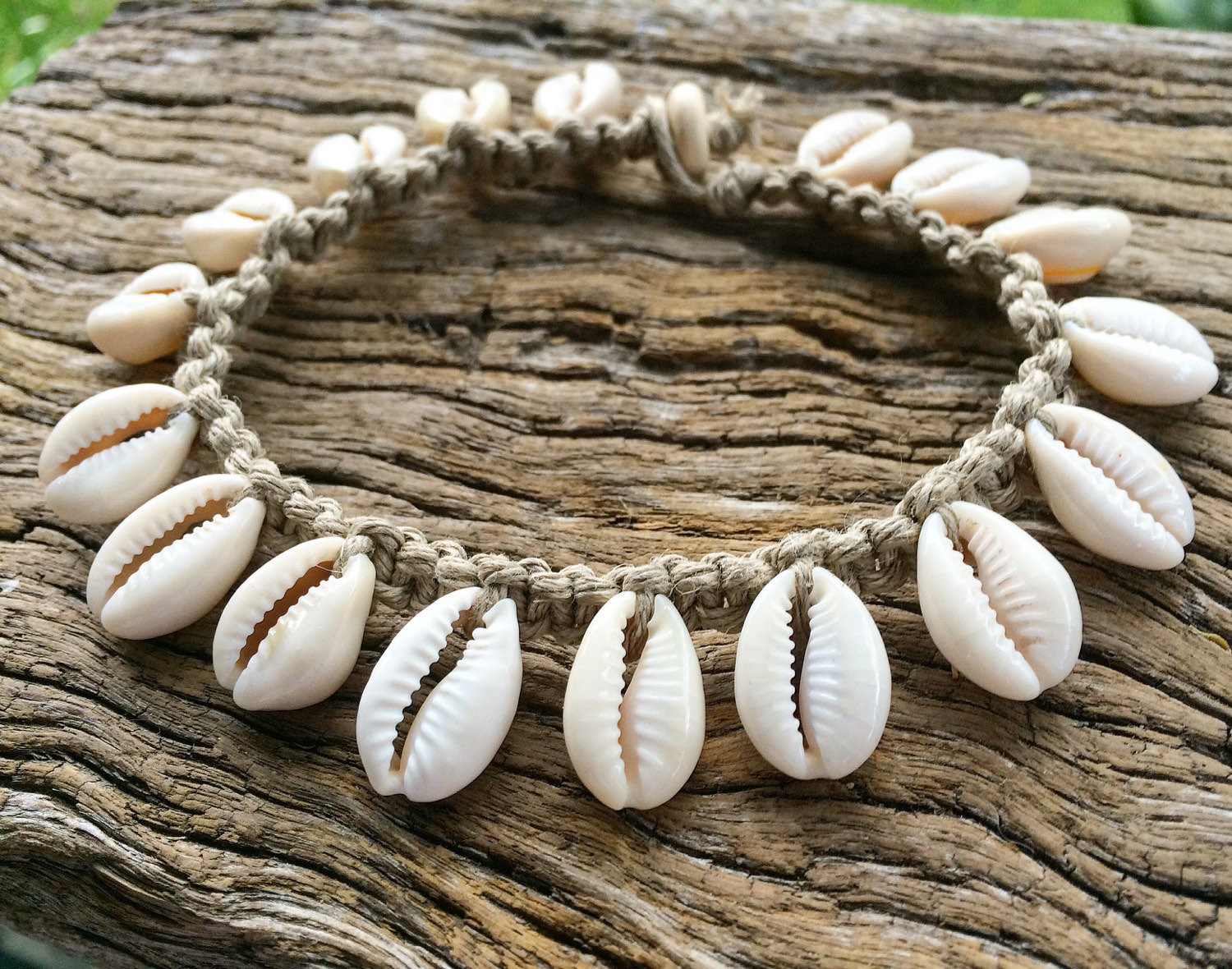 Hand Made Hemp Macrame Anklet With Cowrie Shells Bohemian Etsy