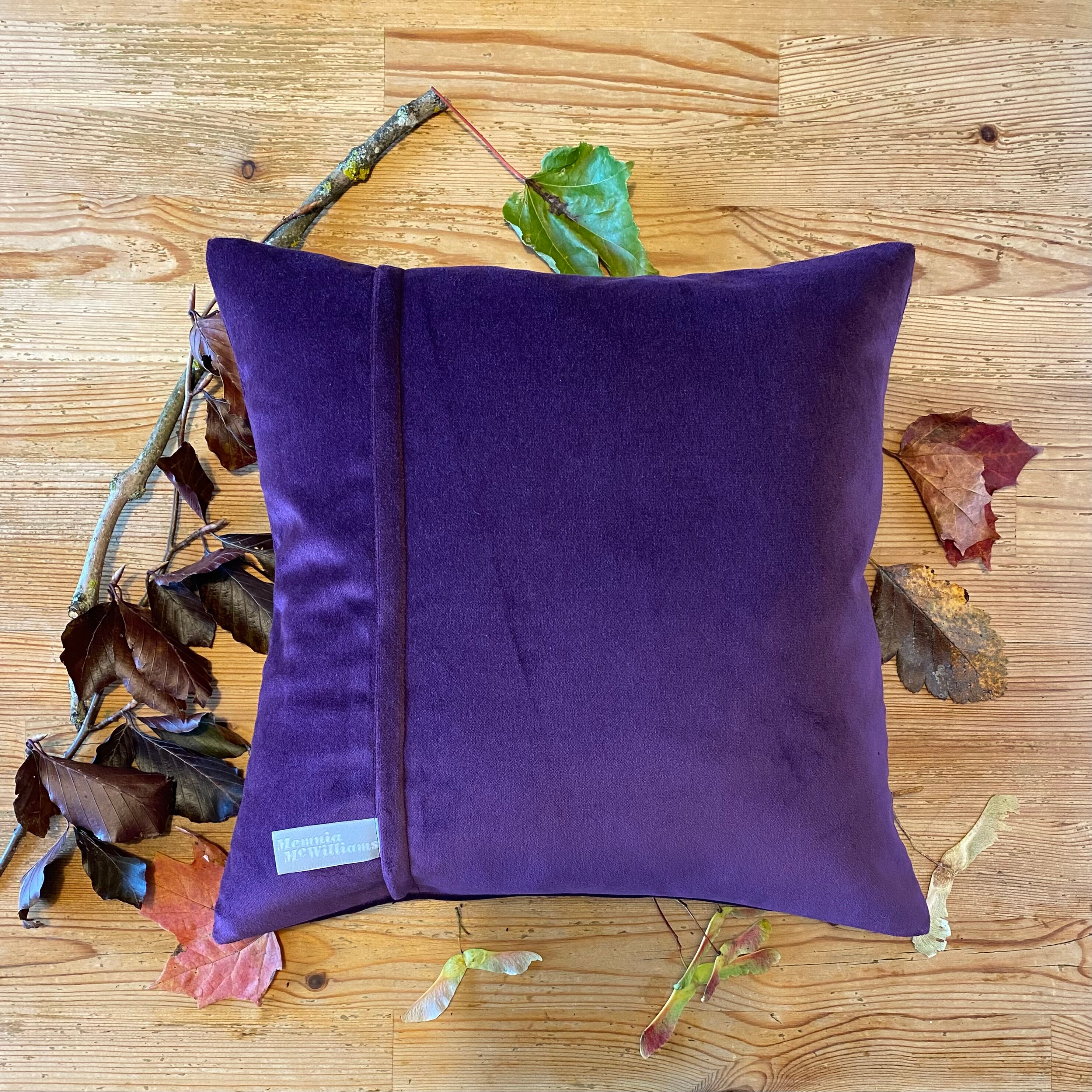 Aubergine Velvet Square Cushion 100% Cotton Dark Purple Velvet