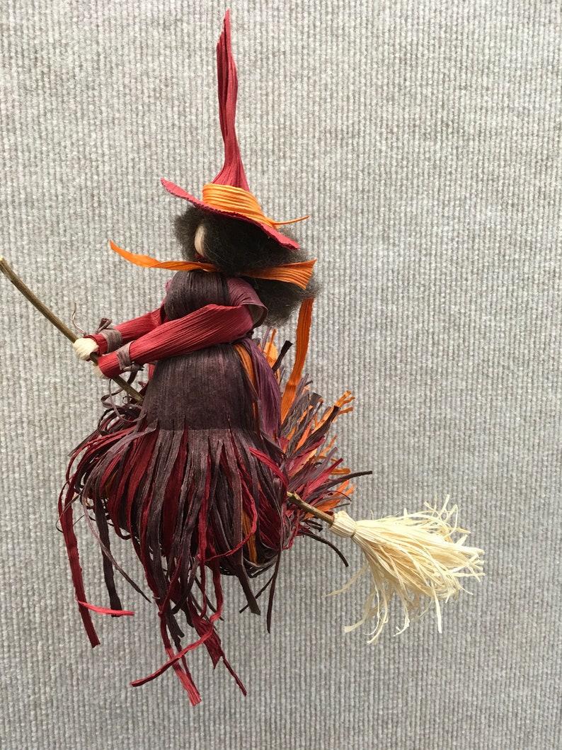 Corn Shuck Kitchen Witch Flying Corn Shuck Witch Good Luck Etsy
