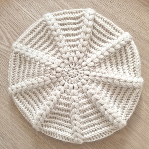 Crochet White Patterned Beret