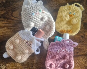 Small crochet animal pouch, bag accessory, AirPod case pouch